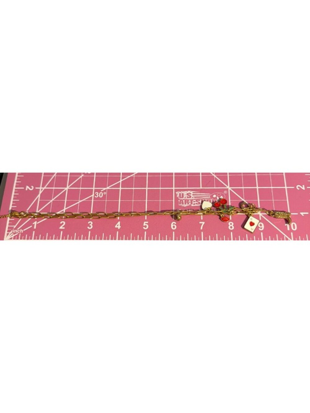 Frodele Western Charm Necklace Gold Tone Paperclip Chain Boot Ace Cherries Adj - Picture 6 of 7